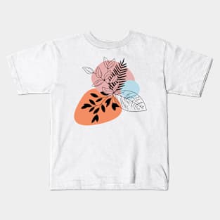 Minimal leaves line art Kids T-Shirt